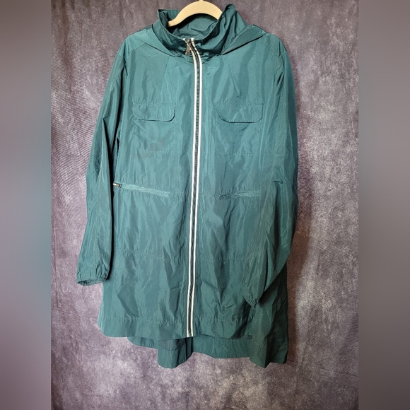 zuda Jackets & Blazers - 1X Plus Sized Zuda Teal Hooded Raincoat From LAURA